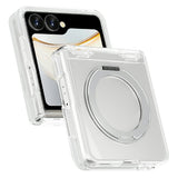 Samsung Galaxy Z Flip8 EIDERWOOD Hybrid Skal med Roterbart Stativ - Genomskinlig
