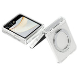 Samsung Galaxy Z Flip8 EIDERWOOD Hybrid Skal med Roterbart Stativ - Genomskinlig