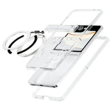 Samsung Galaxy Z Flip8 EIDERWOOD Hybrid Skal med Roterbart Stativ - Genomskinlig