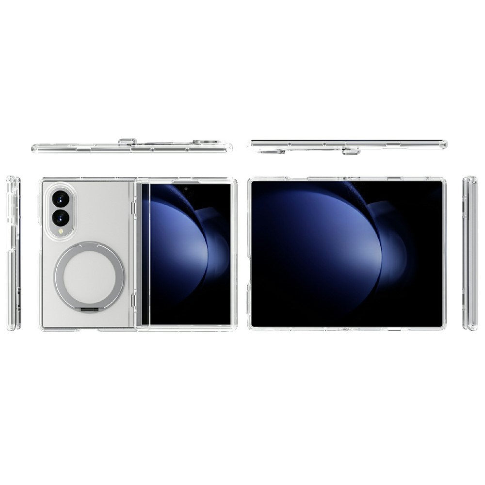 Samsung Galaxy Z Fold8 EIDERWOOD Hybrid Skal med Roterbart Stativ - Genomskinlig