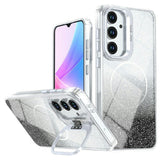 Samsung Galaxy S26 FE EIDERWOOD Hybrid Skal med Glitter & Kamera-Kickstand - Genomskinlig / Svart