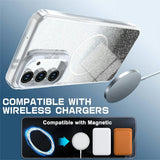 Samsung Galaxy S26 FE EIDERWOOD Hybrid Skal med Glitter & Kamera-Kickstand - Genomskinlig / Svart
