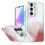 Samsung Galaxy S26 FE EIDERWOOD Hybrid Skal med Glitter & Kamera-Kickstand - Genomskinlig / Orange