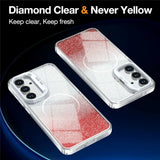 Samsung Galaxy S26 FE EIDERWOOD Hybrid Skal med Glitter & Kamera-Kickstand - Genomskinlig / Orange