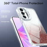 Samsung Galaxy S26 FE EIDERWOOD Hybrid Skal med Glitter & Kamera-Kickstand - Genomskinlig / Orange