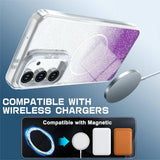 Samsung Galaxy S26 FE EIDERWOOD Hybrid Skal med Glitter & Kamera-Kickstand - Genomskinlig / Lila