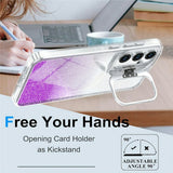 Samsung Galaxy S26 FE EIDERWOOD Hybrid Skal med Glitter & Kamera-Kickstand - Genomskinlig / Lila