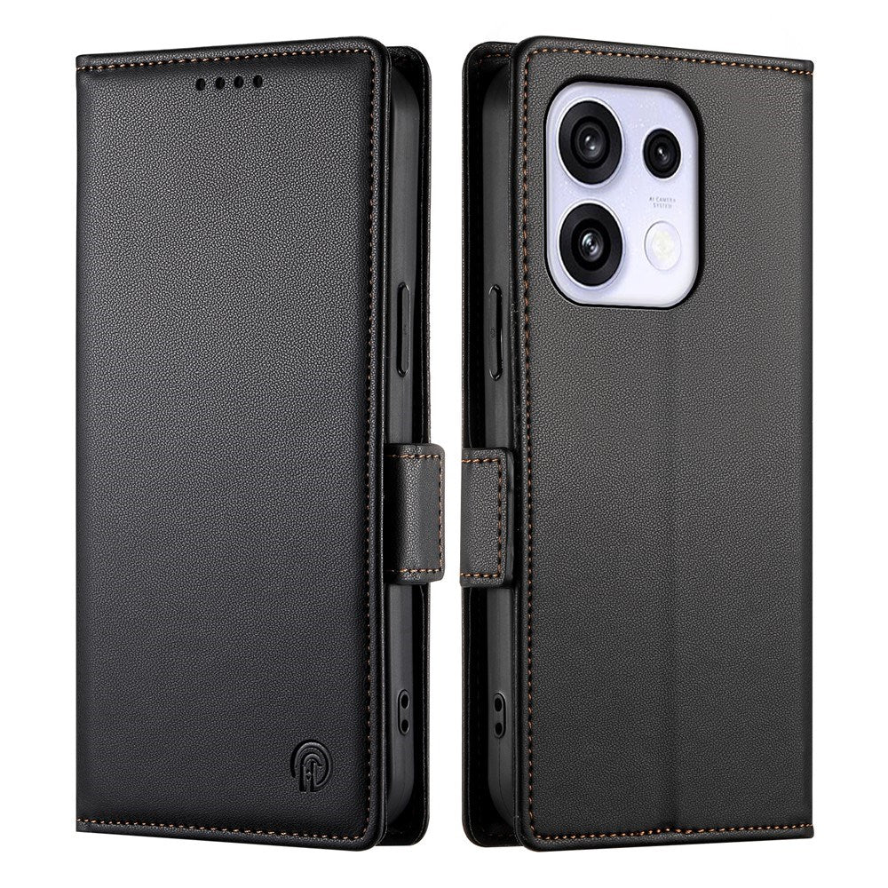 OPPO Reno16 F (5G) EIDERWOOD Konstläder Fodral med Korthållare - Svart