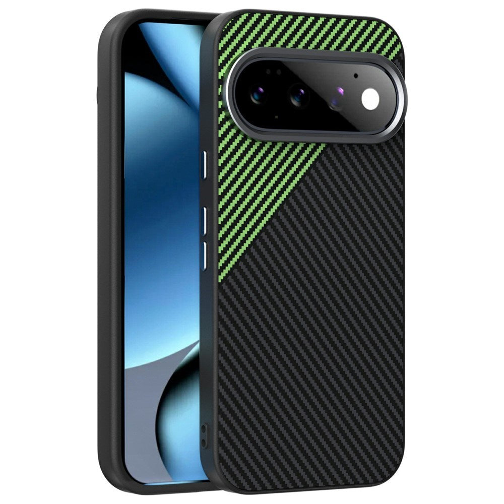 Google Pixel 11 Pro ABEEL Hybrid Skal med Kolfiberstruktur - Svart / Grön