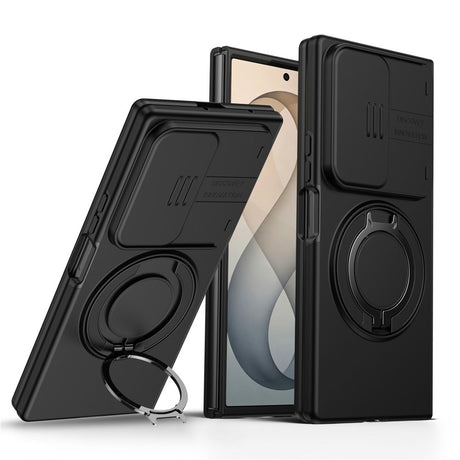 Samsung Galaxy Z Fold8 Ultra / Fold7 EIDERWOOD Hybrid Skal med 360° Roterbart Stativ & Kameraskydd - MagSafe Kompatibel - Svart