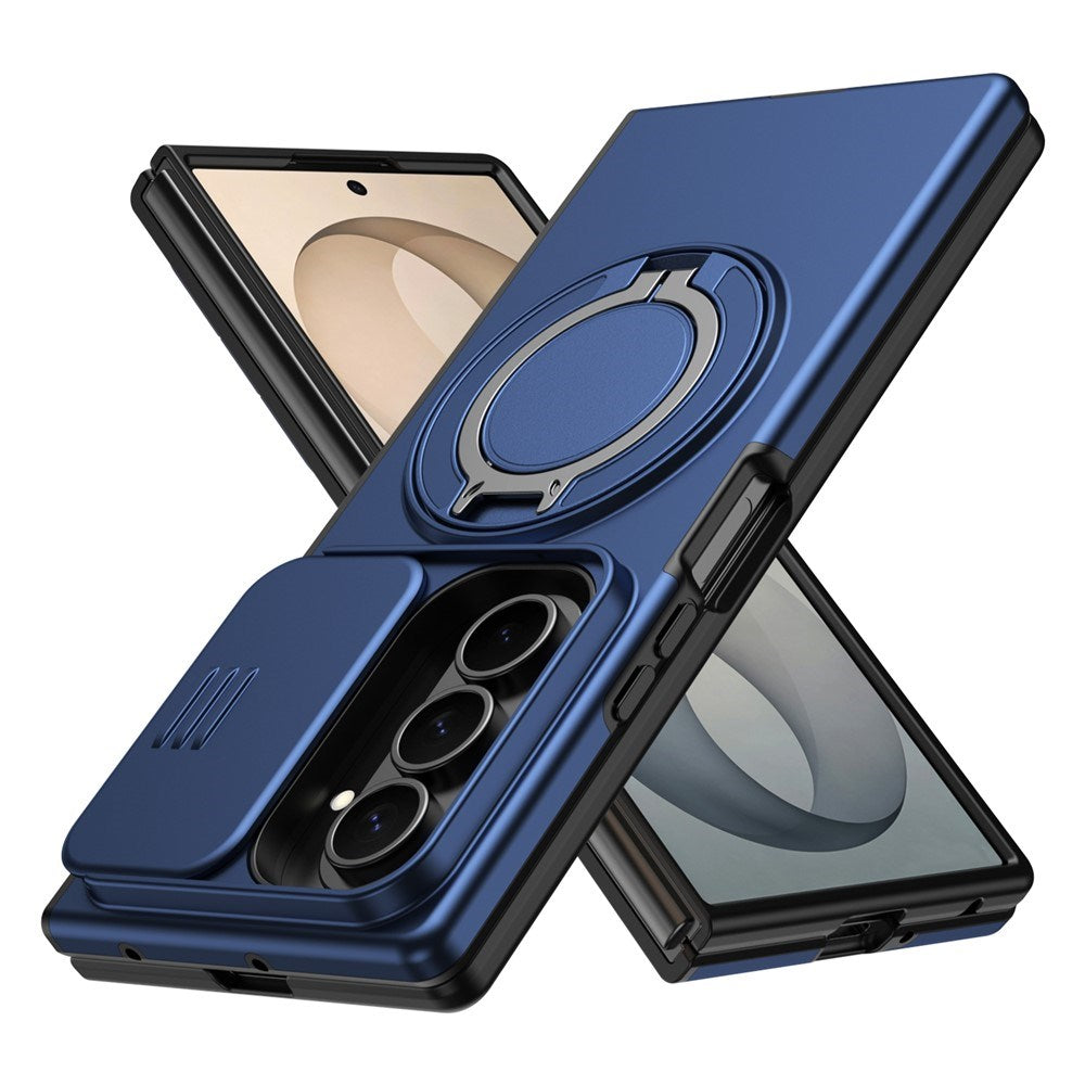 Samsung Galaxy Z Fold8 Ultra / Fold7 EIDERWOOD Hybrid Skal med 360° Roterbart Stativ & Kameraskydd - MagSafe Kompatibel - Blå