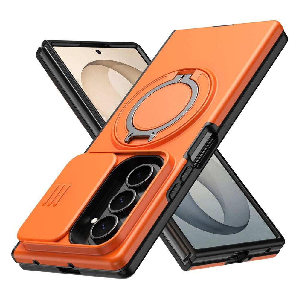 Samsung Galaxy Z Fold8 Ultra / Fold7 EIDERWOOD Hybrid Skal med 360° Roterbart Stativ & Kameraskydd - MagSafe Kompatibel - Orange
