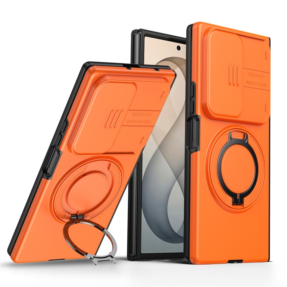 Samsung Galaxy Z Fold8 Ultra / Fold7 EIDERWOOD Hybrid Skal med 360° Roterbart Stativ & Kameraskydd - MagSafe Kompatibel - Orange