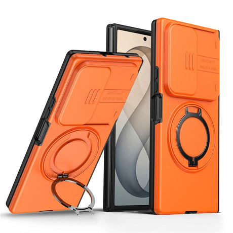 Samsung Galaxy Z Fold8 Ultra / Fold7 EIDERWOOD Hybrid Skal med 360° Roterbart Stativ & Kameraskydd - MagSafe Kompatibel - Orange
