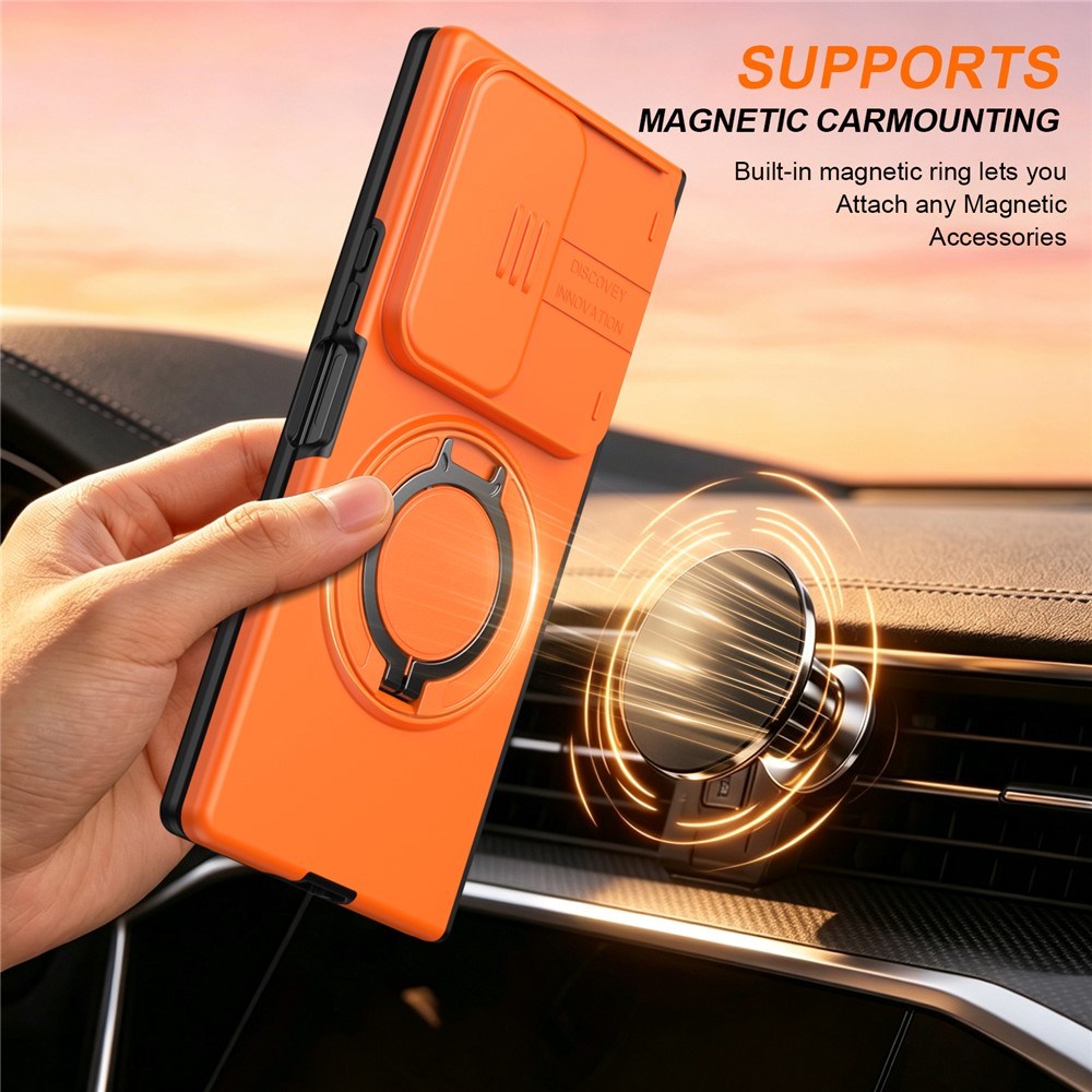 Samsung Galaxy Z Fold8 Ultra / Fold7 EIDERWOOD Hybrid Skal med 360° Roterbart Stativ & Kameraskydd - MagSafe Kompatibel - Orange
