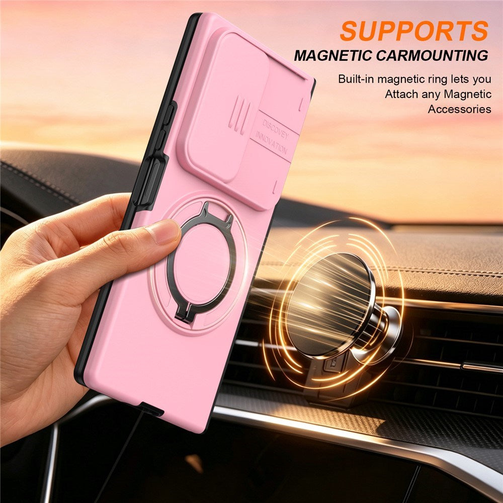 Samsung Galaxy Z Fold8 Ultra / Fold7 EIDERWOOD Hybrid Skal med 360° Roterbart Stativ & Kameraskydd - MagSafe Kompatibel - Rosa