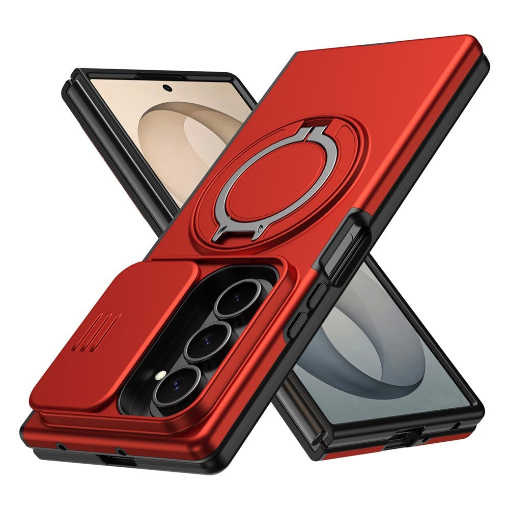 Samsung Galaxy Z Fold8 Ultra / Fold7 EIDERWOOD Hybrid Skal med 360° Roterbart Stativ & Kameraskydd - MagSafe Kompatibel - Röd
