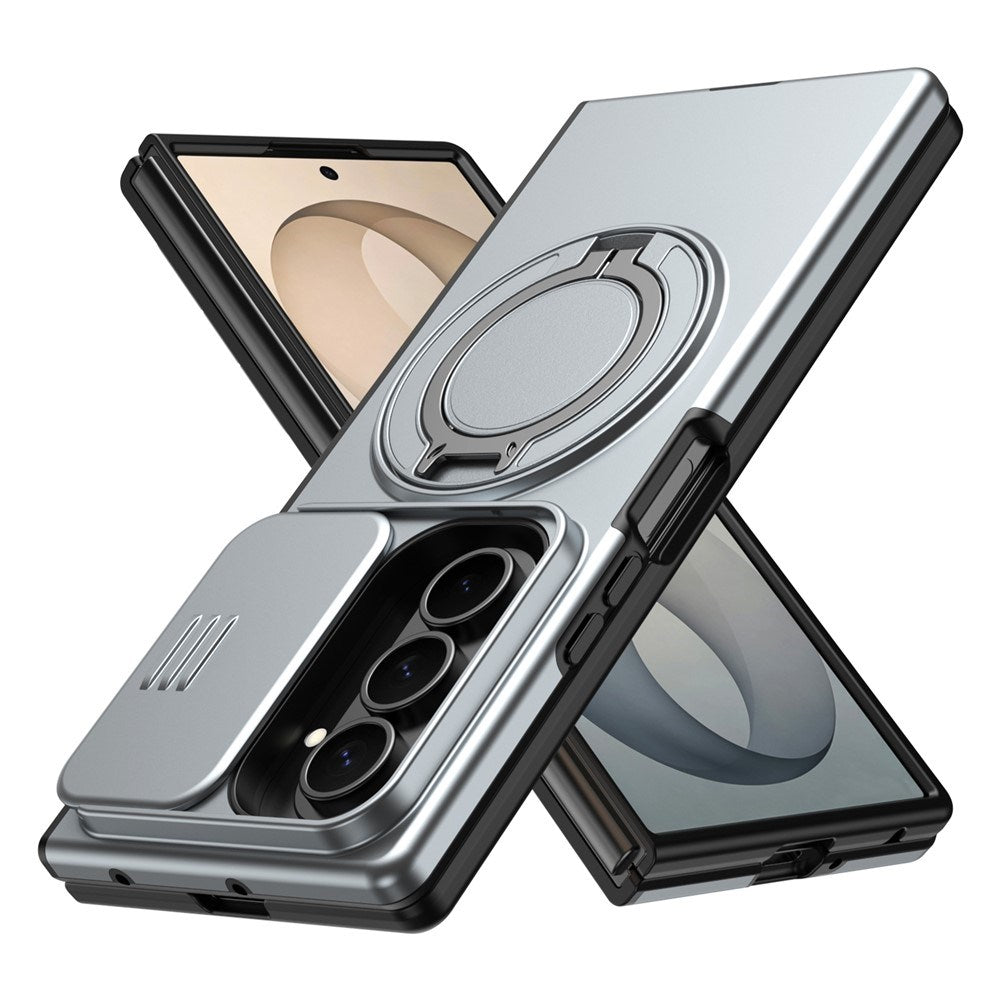 Samsung Galaxy Z Fold8 Ultra / Fold7 EIDERWOOD Hybrid Skal med 360° Roterbart Stativ & Kameraskydd - MagSafe Kompatibel - Grå