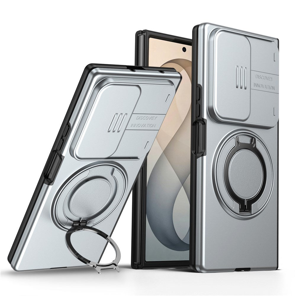 Samsung Galaxy Z Fold8 Ultra / Fold7 EIDERWOOD Hybrid Skal med 360° Roterbart Stativ & Kameraskydd - MagSafe Kompatibel - Grå