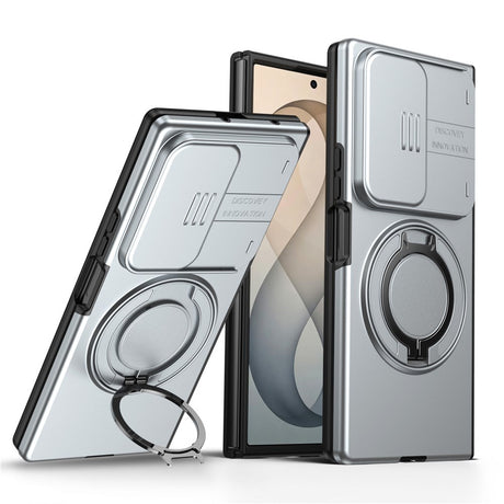 Samsung Galaxy Z Fold8 Ultra / Fold7 EIDERWOOD Hybrid Skal med 360° Roterbart Stativ & Kameraskydd - MagSafe Kompatibel - Grå