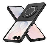 Samsung Galaxy Z Flip8 EIDERWOOD Hybrid Skal med 360° Roterbart Stativ - Svart