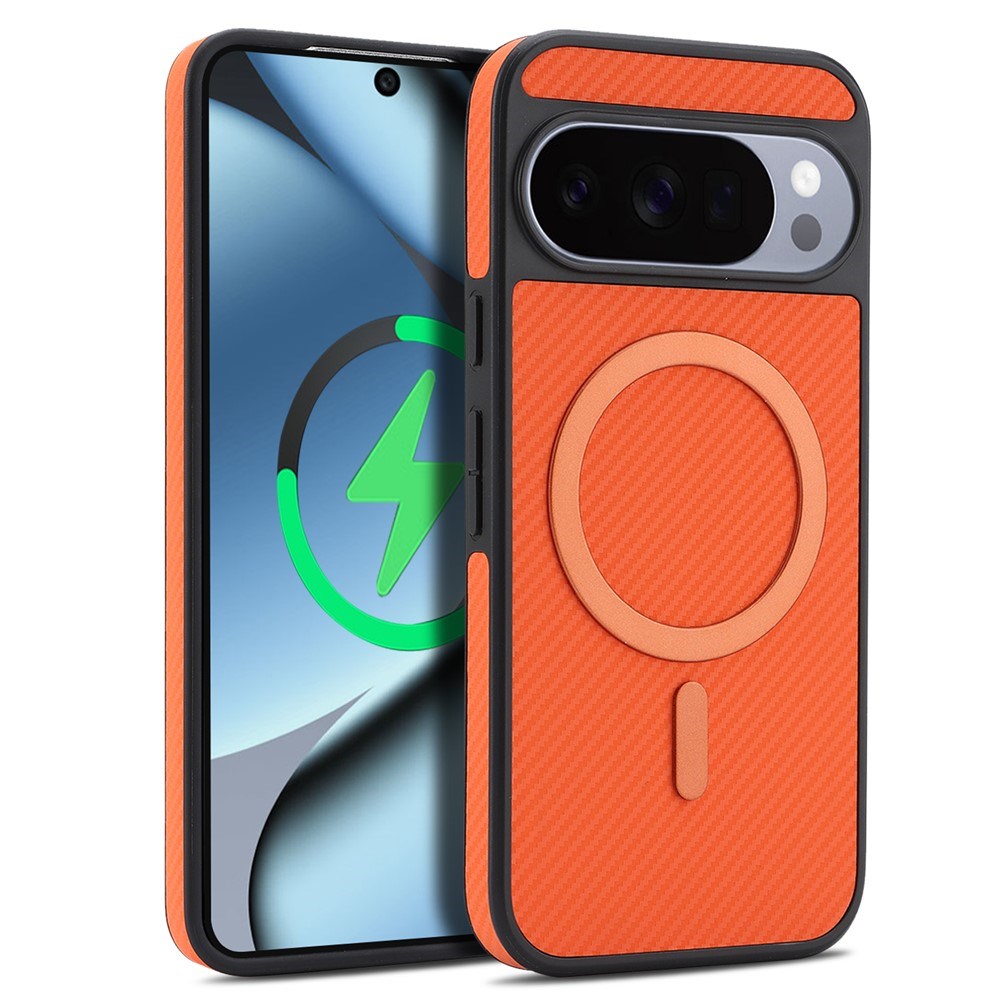 Google Pixel 11 / 11 Pro EIDERWOOD Skal med Kolfiberstruktur - MagSafe Kompatibel - Orange