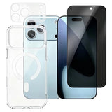 iPhone 18 Pro - 360° Skyddsset m. Privacy Skärmskydd | MagSafe Skal | Kameralinsskydd - Genomskinlig / Svart