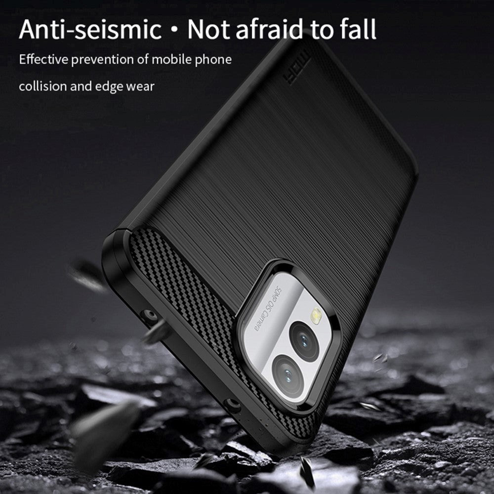 Nokia X30 Mofi Brushed Carbon Fiber Flexibel Plast Skal - Svart