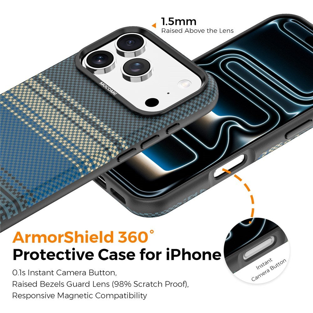 iPhone 18 Pro EIDERWOOD Skal med Mönstrad Konstläder Baksida – MagSafe Kompatibel - Blå