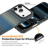 iPhone 18 Pro EIDERWOOD Skal med Mönstrad Konstläder Baksida – MagSafe Kompatibel - Blå