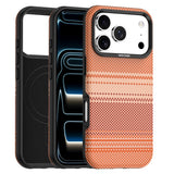 iPhone 18 Pro EIDERWOOD Skal med Mönstrad Konstläder Baksida – MagSafe Kompatibel - Orange