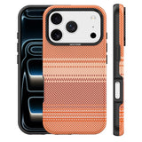 iPhone 18 Pro EIDERWOOD Skal med Mönstrad Konstläder Baksida – MagSafe Kompatibel - Orange