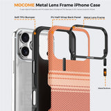 iPhone 18 Pro EIDERWOOD Skal med Mönstrad Konstläder Baksida – MagSafe Kompatibel - Orange