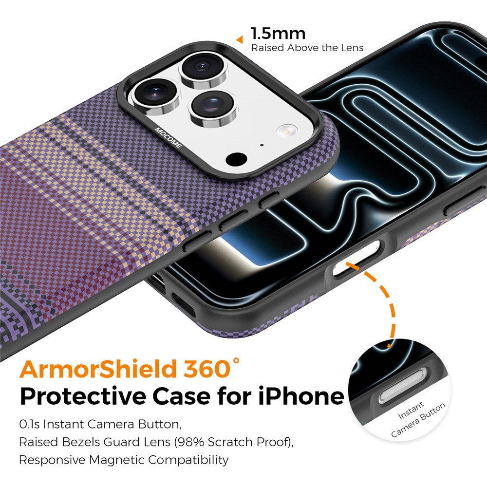 iPhone 18 Pro EIDERWOOD Skal med Mönstrad Konstläder Baksida – MagSafe Kompatibel - Lila