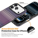iPhone 18 Pro EIDERWOOD Skal med Mönstrad Konstläder Baksida – MagSafe Kompatibel - Lila