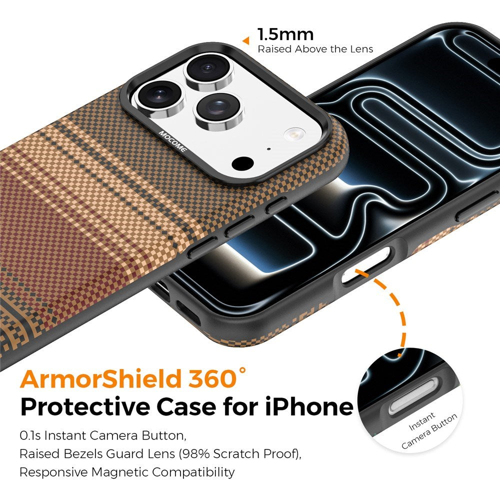 iPhone 18 Pro EIDERWOOD Skal med Mönstrad Konstläder Baksida – MagSafe Kompatibel - Brun