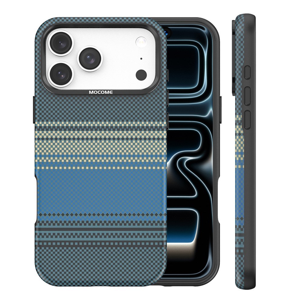 iPhone 18 Pro Max EIDERWOOD Skal med Mönstrad Konstläder Baksida – MagSafe Kompatibel - Blå