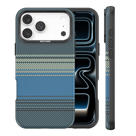 iPhone 18 Pro Max EIDERWOOD Skal med Mönstrad Konstläder Baksida – MagSafe Kompatibel - Blå
