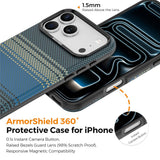 iPhone 18 Pro Max EIDERWOOD Skal med Mönstrad Konstläder Baksida – MagSafe Kompatibel - Blå