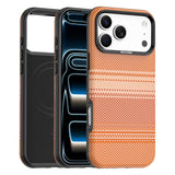 iPhone 18 Pro Max EIDERWOOD Skal med Mönstrad Konstläder Baksida – MagSafe Kompatibel - Orange