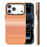 iPhone 18 Pro Max EIDERWOOD Skal med Mönstrad Konstläder Baksida – MagSafe Kompatibel - Orange