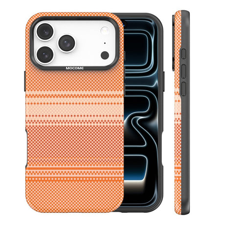 iPhone 18 Pro Max EIDERWOOD Skal med Mönstrad Konstläder Baksida – MagSafe Kompatibel - Orange