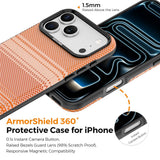 iPhone 18 Pro Max EIDERWOOD Skal med Mönstrad Konstläder Baksida – MagSafe Kompatibel - Orange