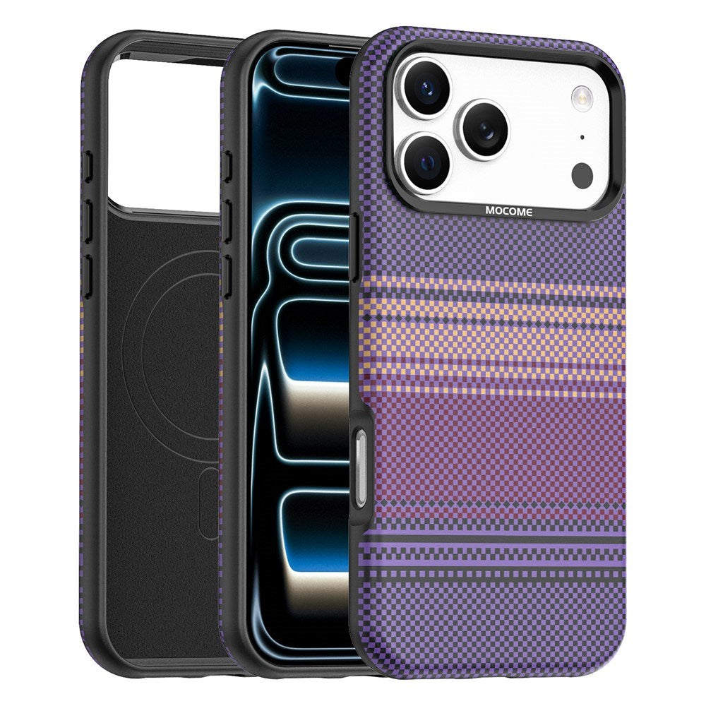 iPhone 18 Pro Max EIDERWOOD Skal med Mönstrad Konstläder Baksida – MagSafe Kompatibel - Lila