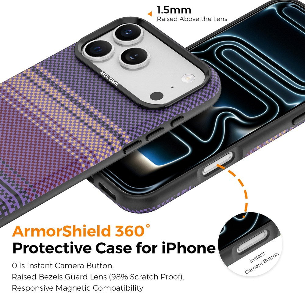 iPhone 18 Pro Max EIDERWOOD Skal med Mönstrad Konstläder Baksida – MagSafe Kompatibel - Lila