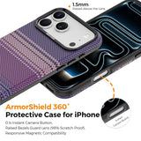iPhone 18 Pro Max EIDERWOOD Skal med Mönstrad Konstläder Baksida – MagSafe Kompatibel - Lila