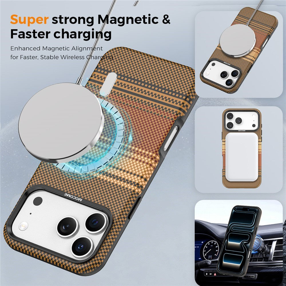 iPhone 18 Pro Max EIDERWOOD Skal med Mönstrad Konstläder Baksida – MagSafe Kompatibel - Brun