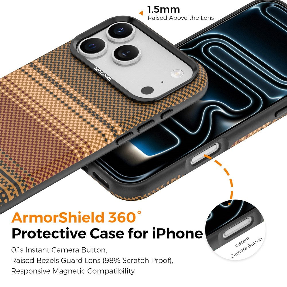 iPhone 18 Pro Max EIDERWOOD Skal med Mönstrad Konstläder Baksida – MagSafe Kompatibel - Brun