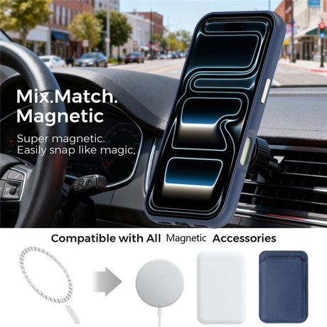 iPhone 18 Pro EIDERWOOD Konstläder Baksida Skal m. Avtagbar Korthållare - MagSafe Kompatibel - Blå