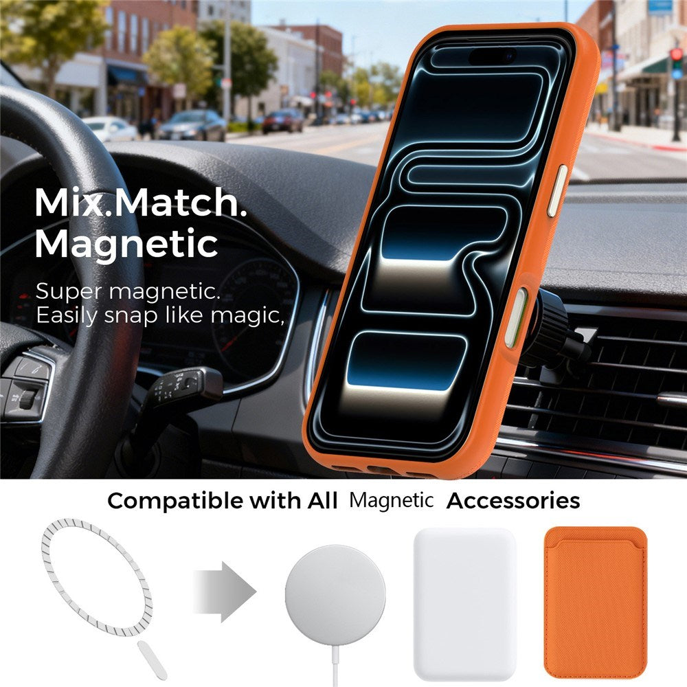 iPhone 18 Pro EIDERWOOD Konstläder Baksida Skal m. Avtagbar Korthållare - MagSafe Kompatibel - Orange